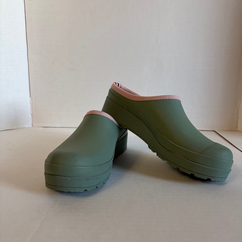 Hunter Original Play Clogs Mule Green/Pink Gorpcore Garden Waterproof 9.5